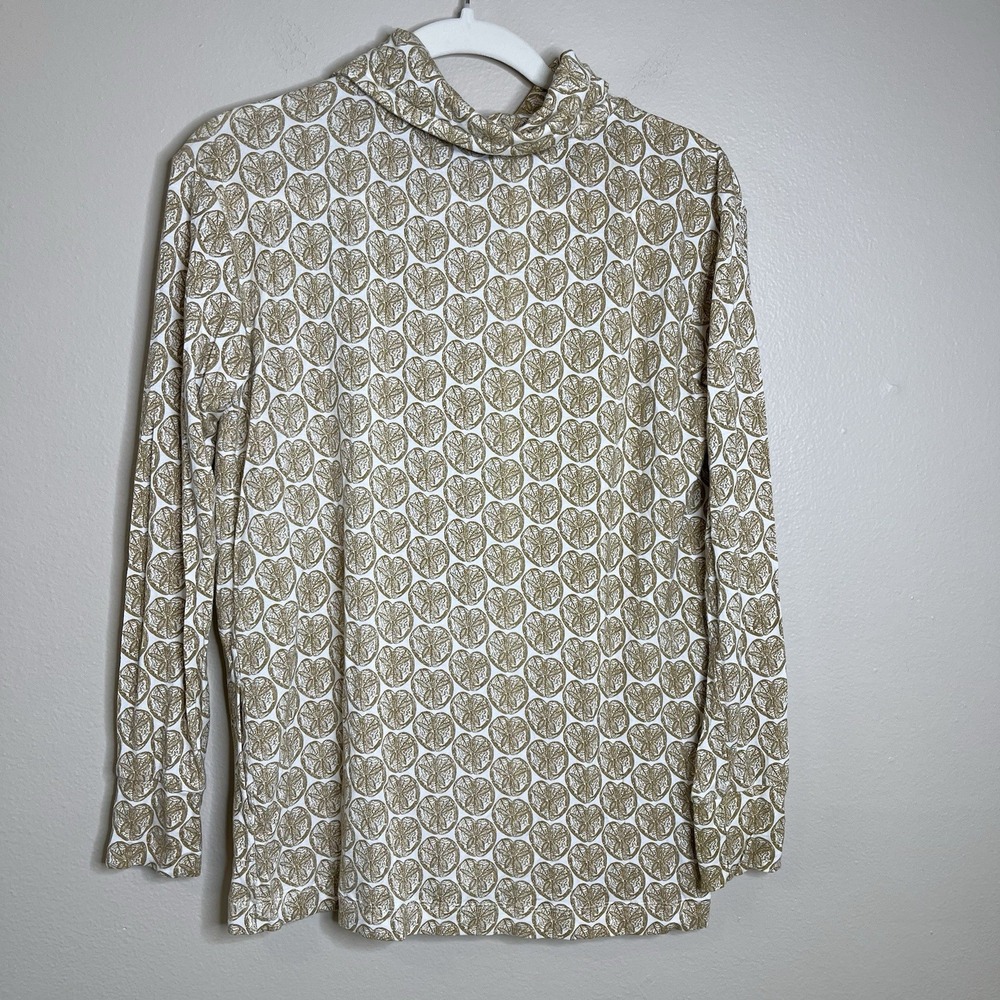 kate quinn womens Top Fruit Citrus Blouse Bamboo Lagenlook Artsy Mock Neck Boho - Picture 5 of 5